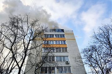 Пожар в девятиэтажном жилом доме в Печатниках